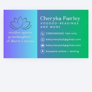 Cheryka Fairley Voodoo-Readings  And More Business Card - Teal & Purple Gradient
